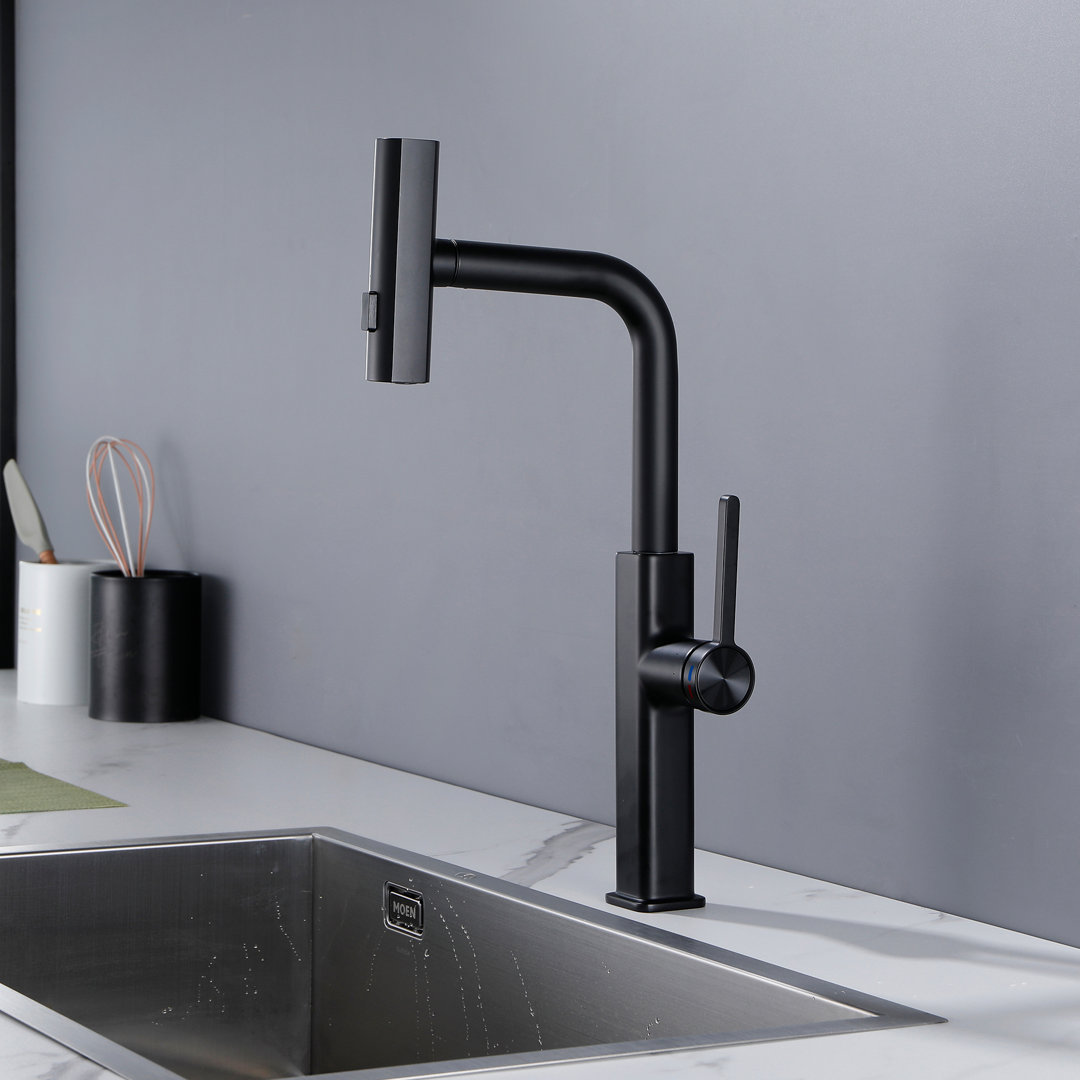 Single Handle Basin Sink Pull Out Kitchen Faucet with 360° Rotating Spout Designer Collection