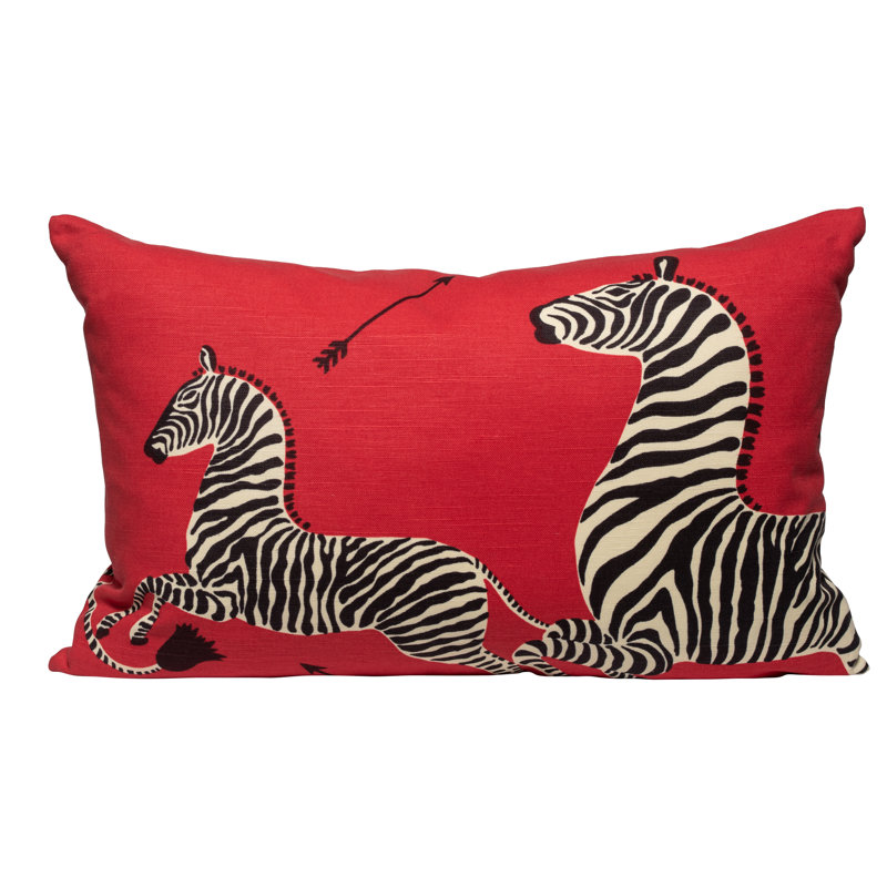 Zebras Lumbar Pillow Cover & Insert, Red/Black