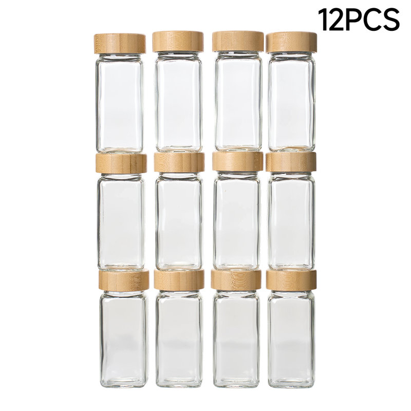 12Pcs Glass Spice Jars with Bamboo Lids