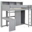 Lit mezzanine simple en bois gris avec construction stable et lit de rangement - Espace robuste et abondant-1034313685