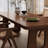 Nut-brown Rectangular Solid Wood Dining Table-966397286