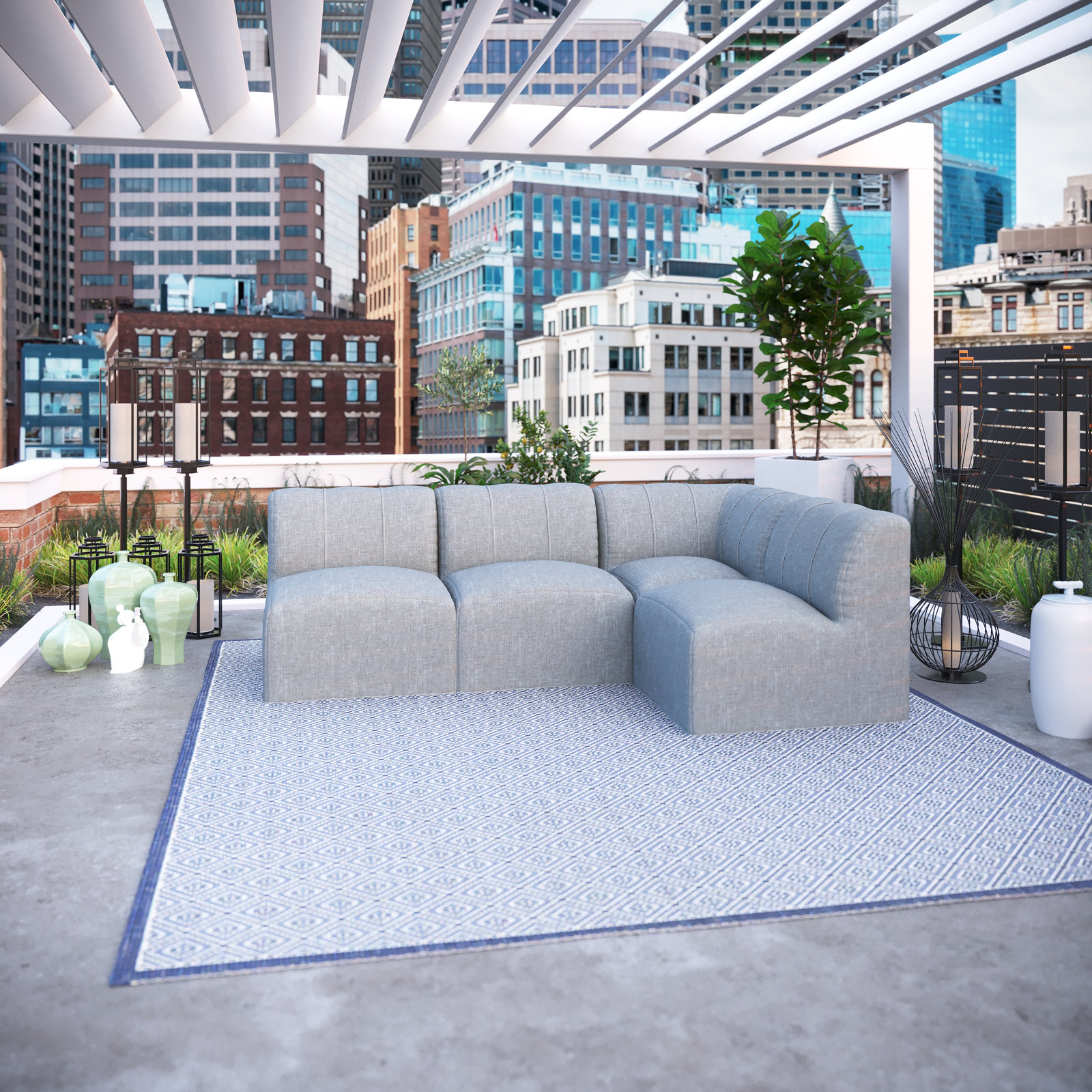 Praia Sunbrella® Patio Seating Group, Canvas Granite Sunbrella® Canvas