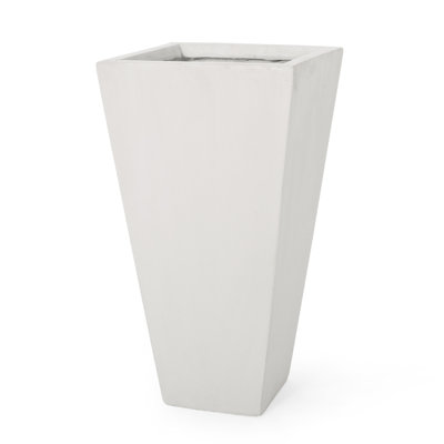 Modern 13" Outdoor Planter, White - Create A Beautiful Environment Cast Stone Planter For And Elegant Areas