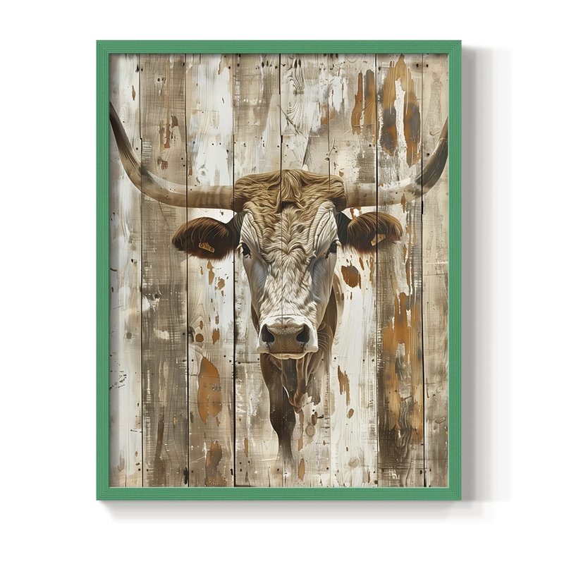 ANIMALS Series Div, reproduction encadrée - bois massif, H 11 po x l 9 po, Vert
