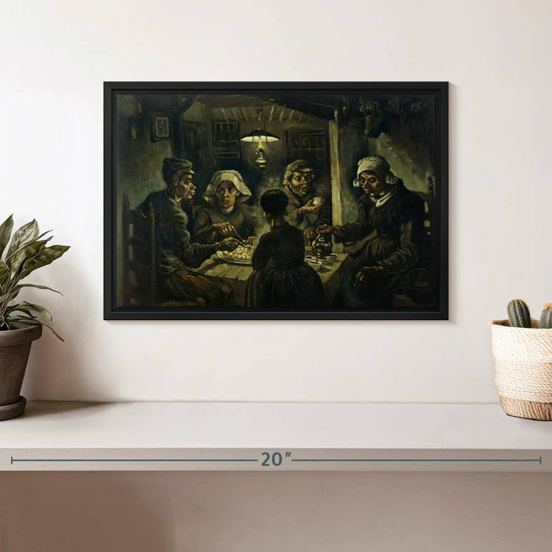 Les mangeurs de pommes de terre, 13 po x 9 po, Cadre flottant noir