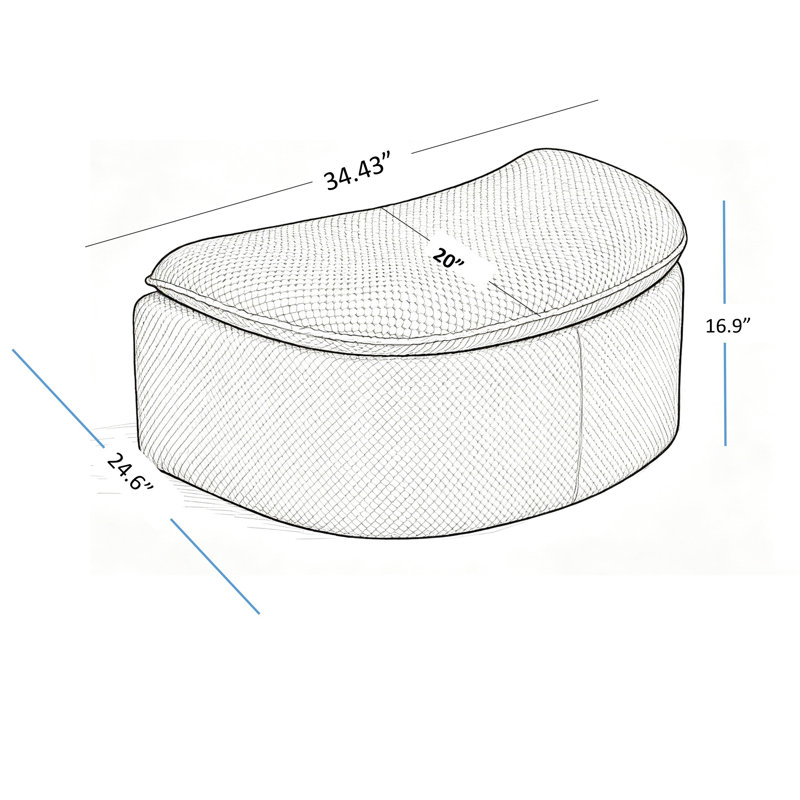 Pouf rembourré ottoman en mousse de 87,4 cm de large, Taupe