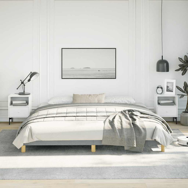 Cadre de lit Dabira, cadre de lit plateforme en tissu, sans matelas, Gris clair, Très grand