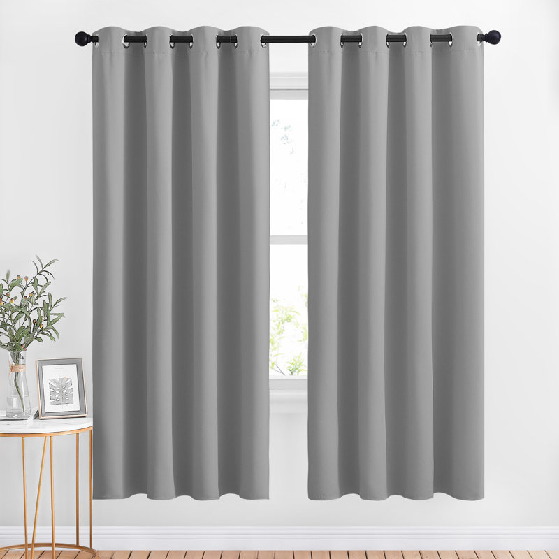 Blackout Curtains for Bedroom/Living Room Parkview Room Darkening Grommet Modern Drapes, Silver Grey, 46" W x 72" L