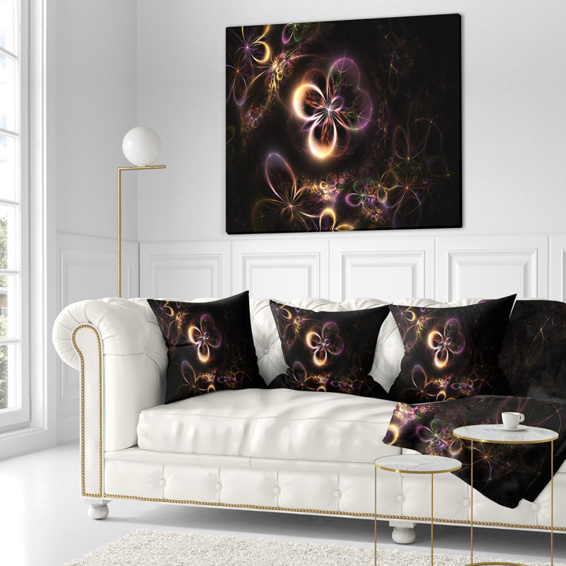 Coussin décoratif de petites fleurs fractales à lumières éclatées, 18 po x 18 po, Coussin décoratif