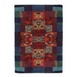 Vintage Swedish Rya Rug, Maximalist Ruby Red With Viking Medallions - Rug & Kilim