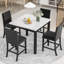 Ensemble de table de salle à manger élégant 5 pièces avec plateau en faux marbre et chaises en velours, noir