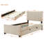 Lit plateforme tapissier en velours avec lit gigogne-30254052-30254054
