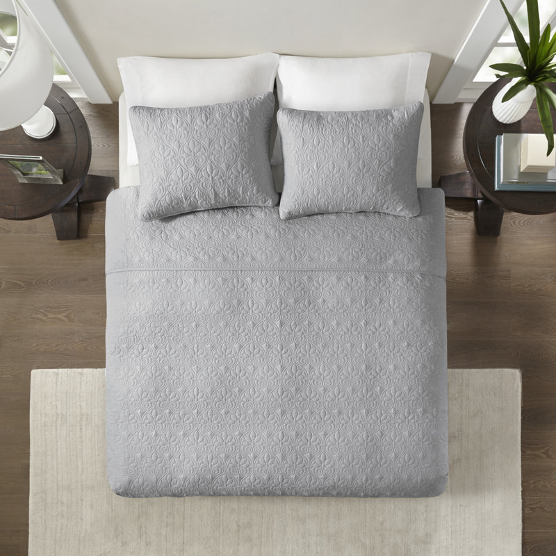 Quebec Reversible Quilt Set, Blue, Twin/Twin XL Coverlet + 1 Standard Sham