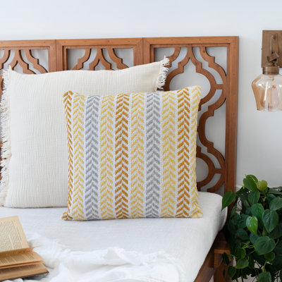 Coussin décoratif en coton tissé à la main à motif de chevrons