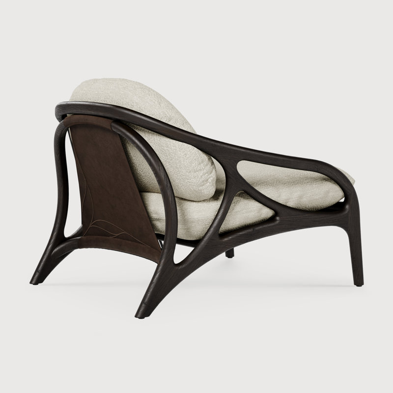 Méridienne Vime, Mélange de polyester beige, Bois brun foncé