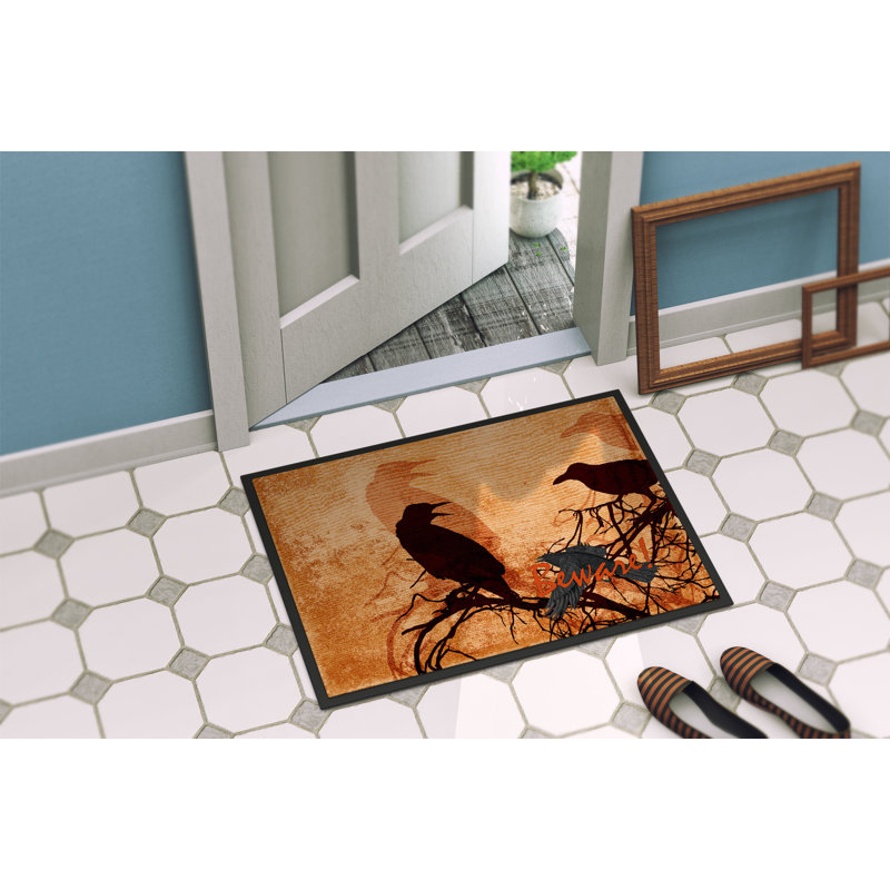 Tapis d'entrée antidérapant Haddie Beware of the Crows, Rectangle 1 pi 6 po x 2 pi 3 po