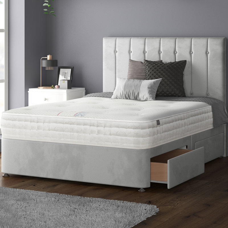 New Fairfield Divan Bed Base, Single (3'), Silver, 2 Right Drawers