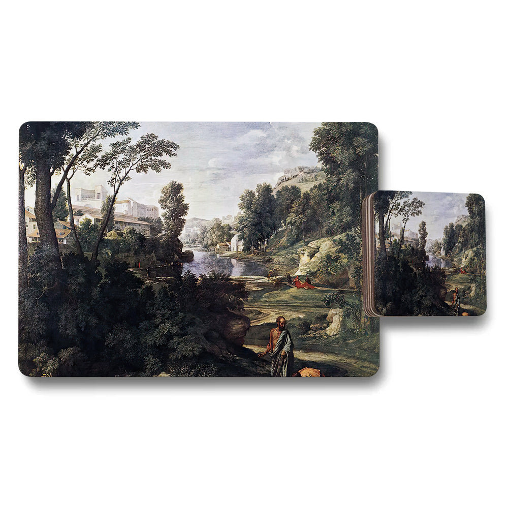 Landscape Placemats And Coaster Set With Scenic Artwork