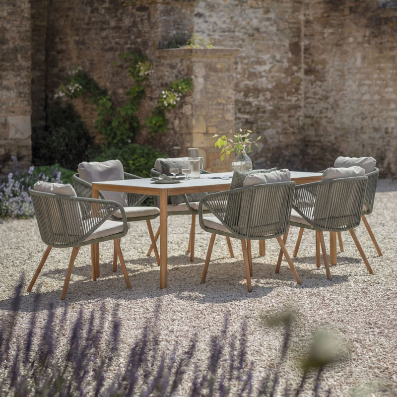 6 - Person Patio Dining Set with Rectangular Table , Cushions Included