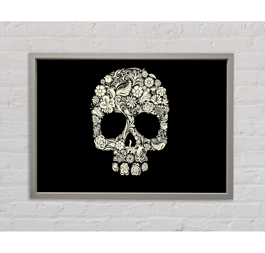 Skulls Floral Gerahmter Druck