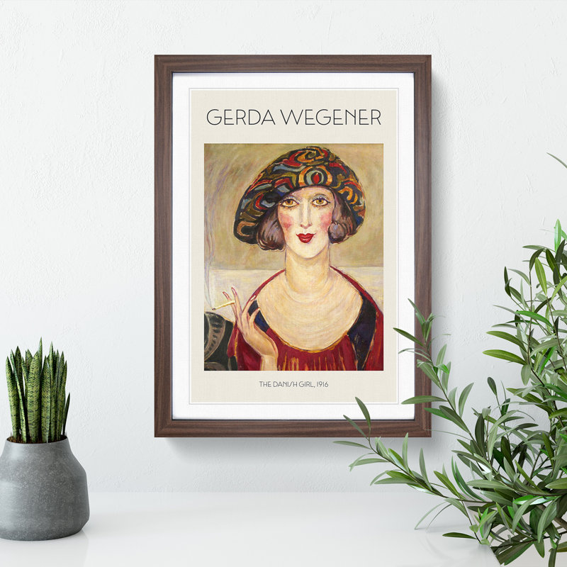 Danish Girl by Gerda Wegener - Single Picture Frame Print, Walnut Framed, 65cm H x 48cm W x 2cm D