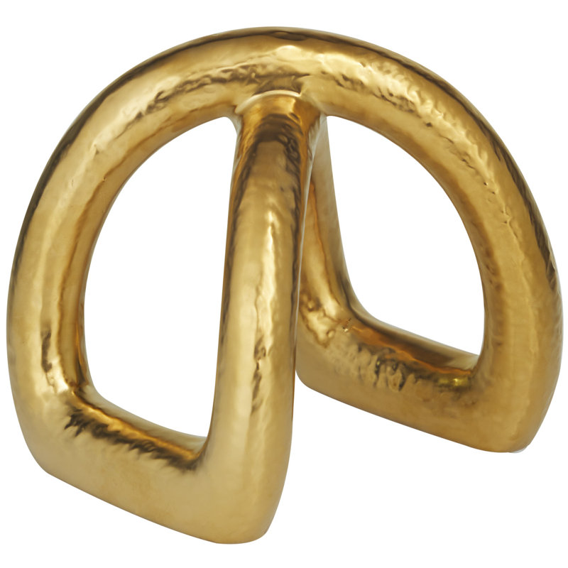 Porcelain Ceramic Arched Abstract Decorative Sculpture, Gold