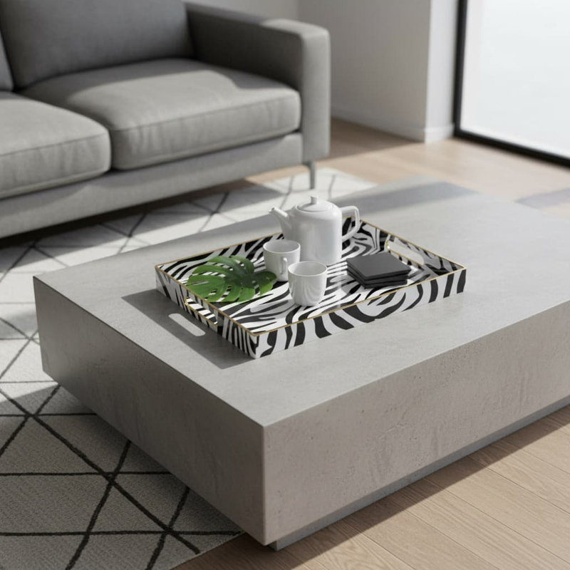 Tray, Black/White Animal Print, 4.06cm H x 39.88cm W x 29.97cm D, 1