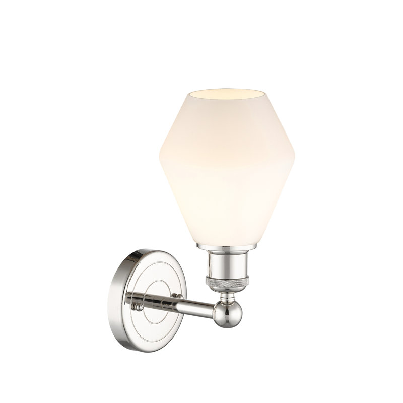 Amylea Armed Sconce, Cased Matte White, Polished Nickel