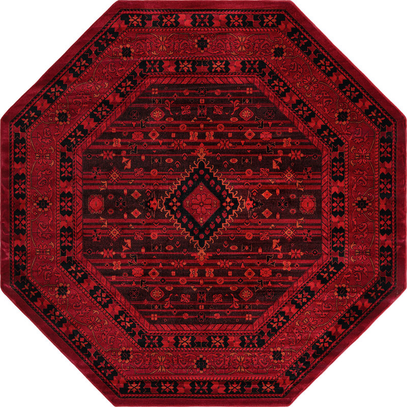 Tapis oriental en mélange rouge, Octogone 7 pi
