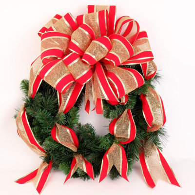 Pack Of 6 20" Evergreen Lanterman - Lifelike Greenery With Christmas Bow, Perfect For Front Door, Wall & Mantel Décor