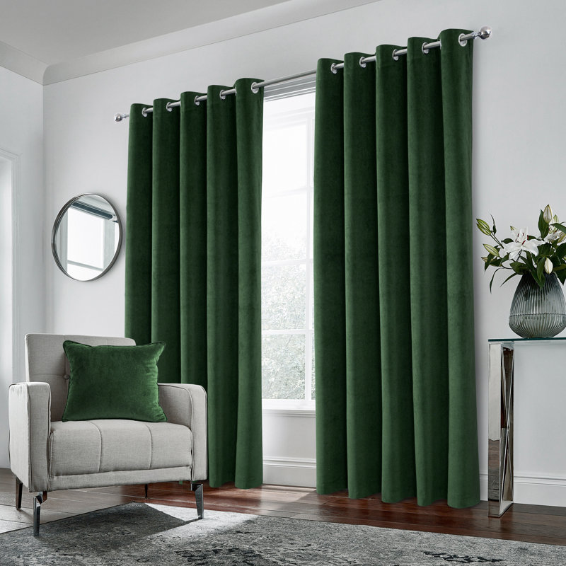Aimien Blackout Curtain Pair, Green, 229cm Width x 274cm Drop