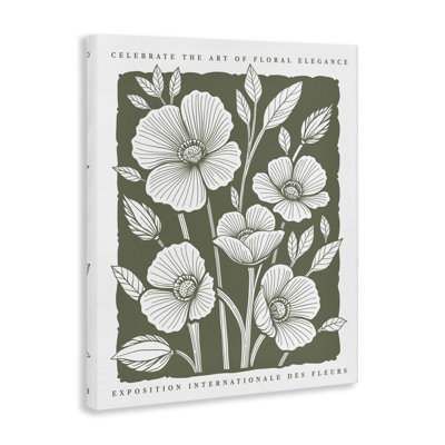Moss Hued Florals Canvas Wall Art, design by Lettered and Lined