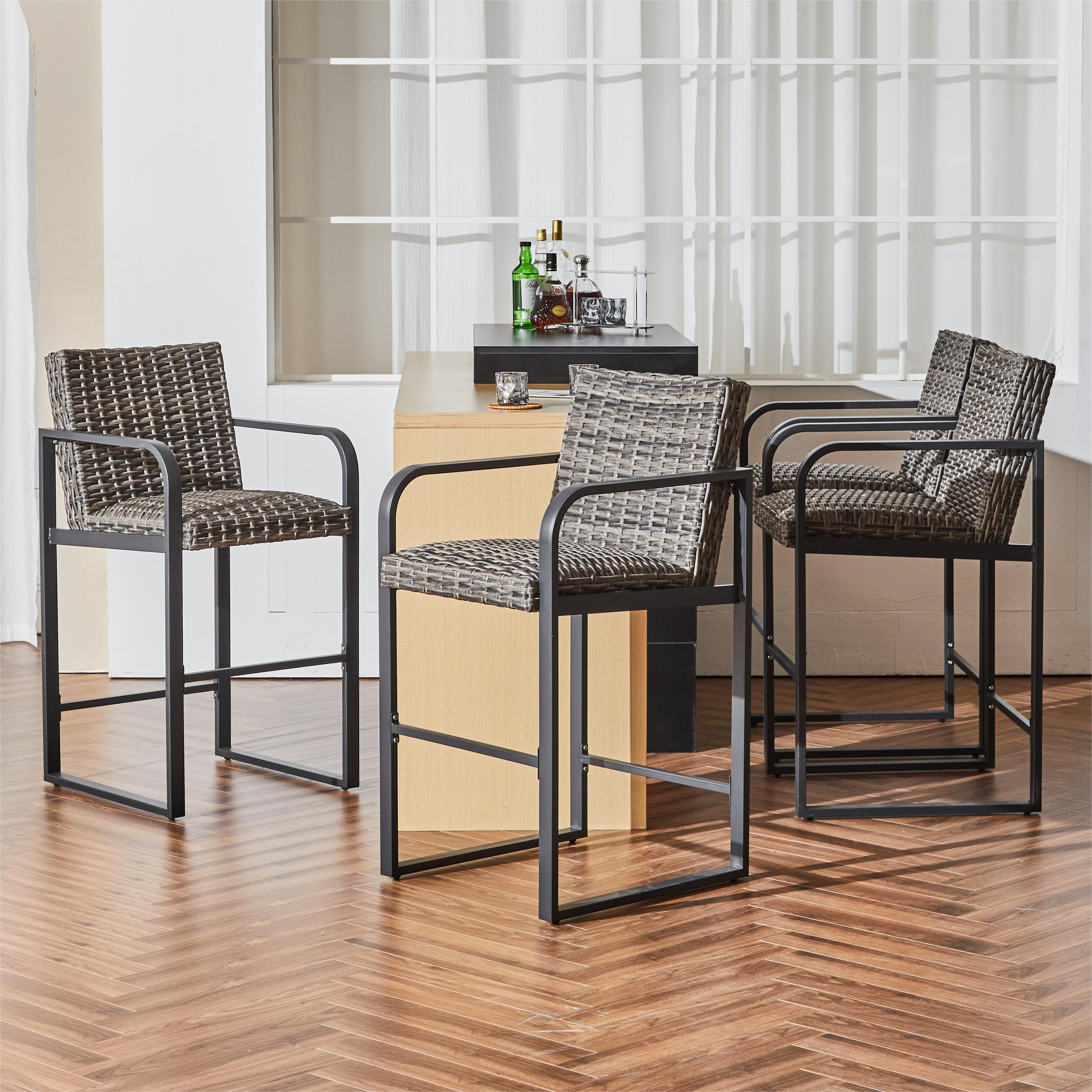 Wrought Studio™ Patio PE Rattan Bar Stool & Reviews | Wayfair