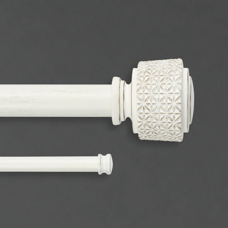 Cambria Designer Series Farmhouse Flora Urn 1 1/8 In Dia. Fixed Length Curtain Rod, 1.5" H x 42" W x 4" D, White