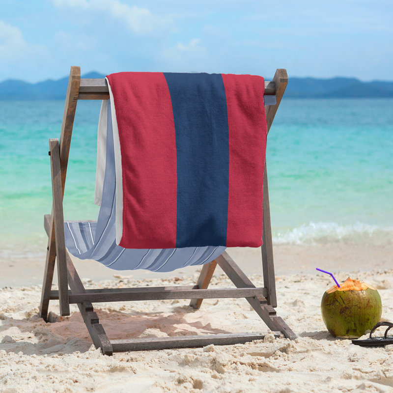 Columbus Lightweight Beach Towel, Red/Blue/Red, Microfiber