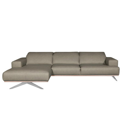 Edeltraut Genuine Leather Corner Sofa with Wooden Frame