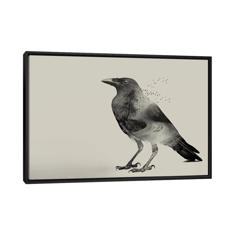 «Raven Sky», impression sur toile, H 18 po x l 26 po x P 1,5 po, Toile avec cadre noir, Pas de tapis