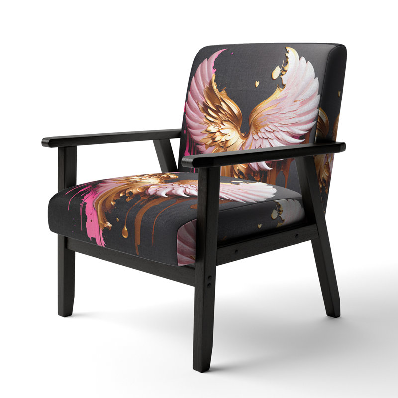 Glam Angel Wings - Wings Angel Accent Chair - Modern Chair, Gold/Pink Polyester Blend