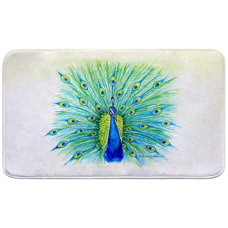 Tapis de bain paon, Simple - L 18 po x l 30 po, Blanc