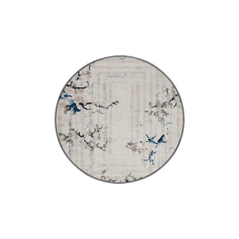 Machine Washable Gray Area Rug, Round 7'