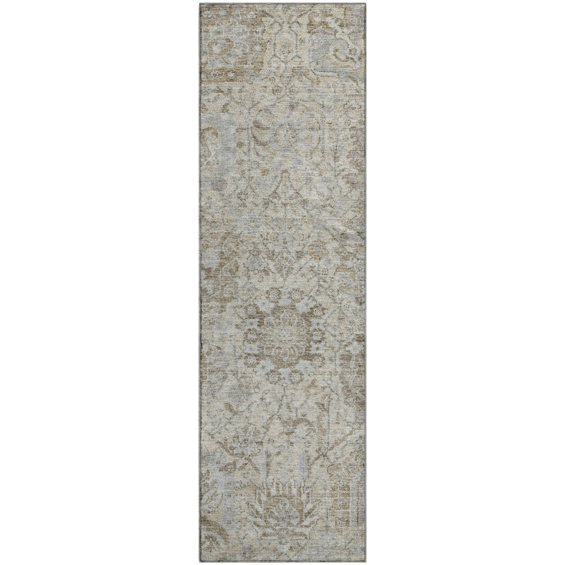 Premium Machine Washable Wayne AMF1102 Damask Rug, Runner 2'3" x 7'6"