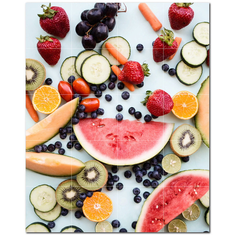 Panneau mural décoratif en céramique 12 po x 12 po Fruit Photo
