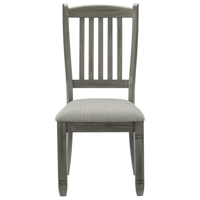 2 chaises d'appoint à cadre en bois gris antique pour salle à manger, tissu d'ameublement en tissu, 19,5 po x 24,5 po x 40 po (2 pièces), finition bois, tissu