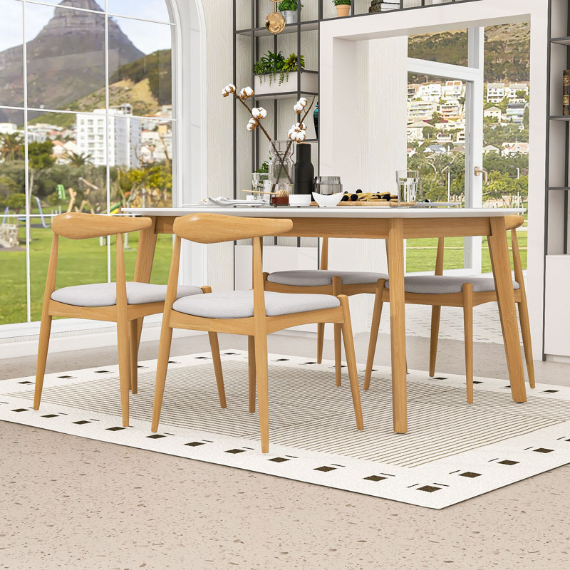 Ensemble de salle à manger 5 pièces avec plateau de table et chaises résistant aux égratignures Timeless, Beige et chêne