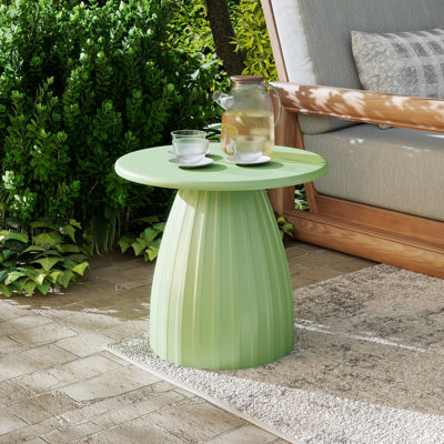 Round Patio Side Table, Metal Steel Outdoor Side Table, Patio Accent End Table