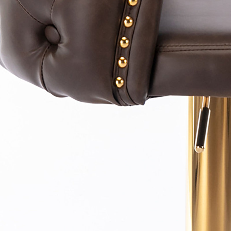 Marlone Swivel Adjustable Height Bar Stool, 2 Pcs, Gold, Brown