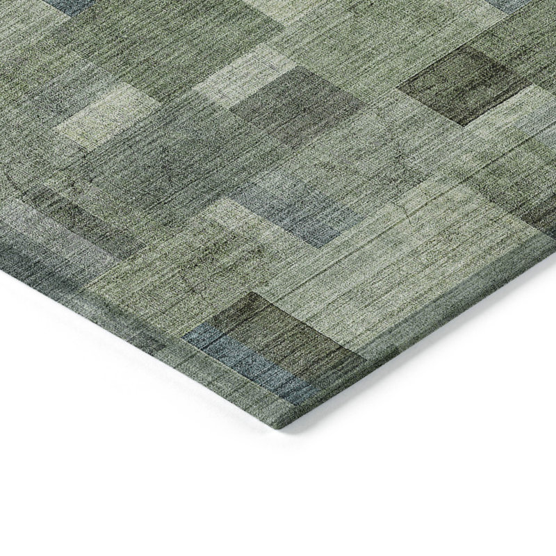 Tapis intérieur / extérieur lavable géométrique vert et menthe 8 pi x 10 pi HomeRoots