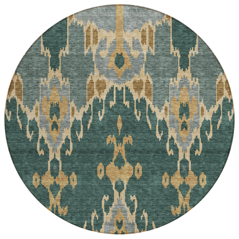 Tapis rond lavable intérieur ikat 8 pi