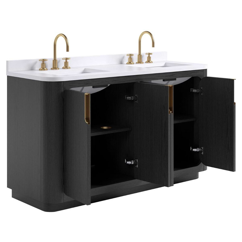 Corbin 60" Freestanding Double Bathroom Vanity with White Quartz Top