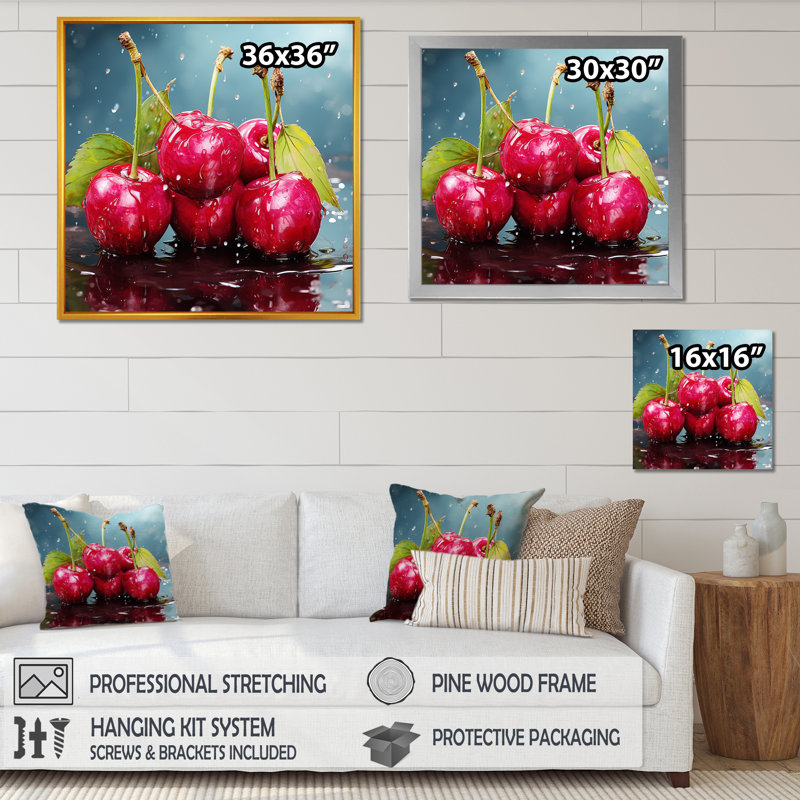 Cherry Eclipse 1 - Art mural cerise, H 16 po x l 16 po x P 1 po, Toile tendue